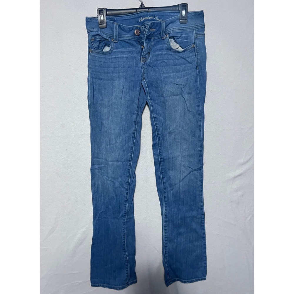 American Eagle Slim Boot Jeans Womens 4 Long Medium Wash Blue Stretch Denim